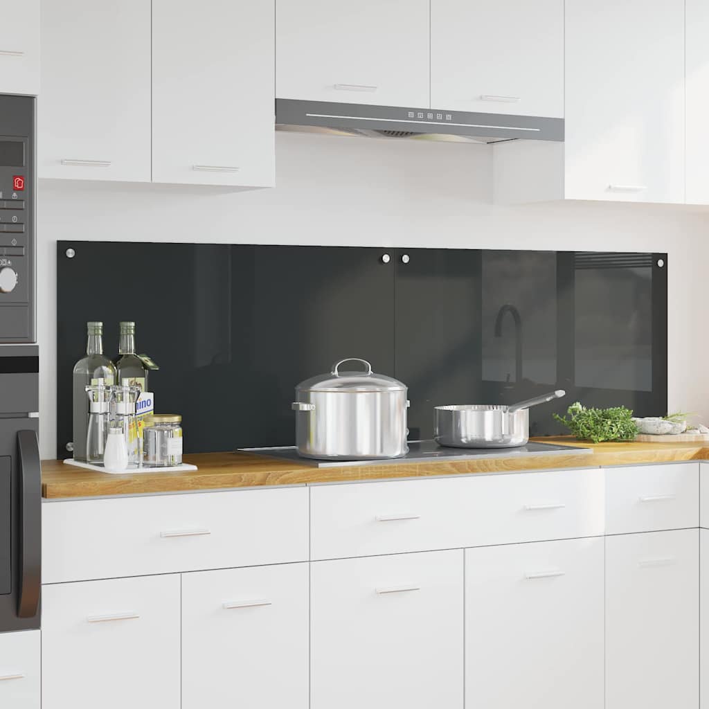 vidaXL Πλάτη κουζίνας 2 τμχ. Σκούρο Γκρι 90 x 50 cm σκληρυμένο γυαλί