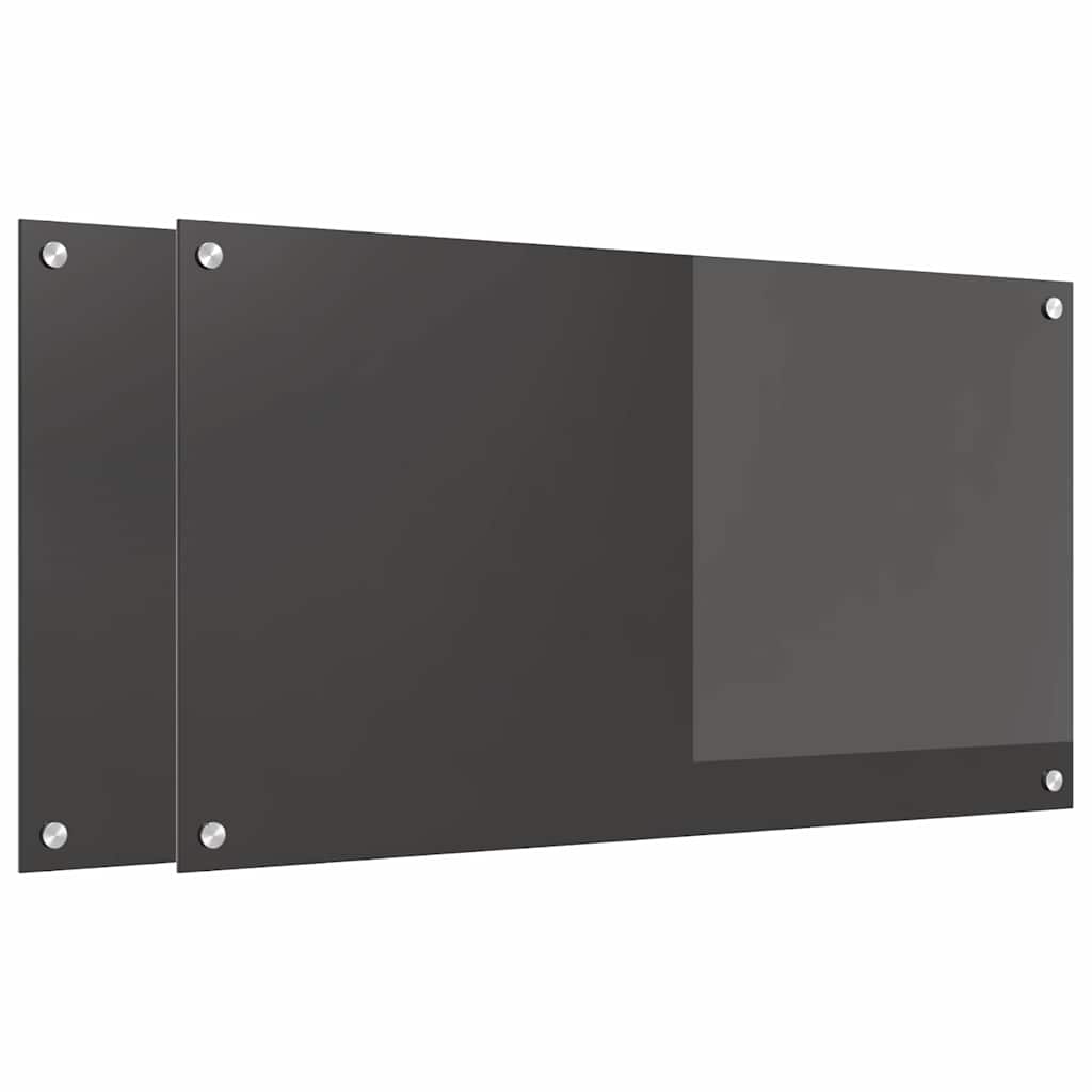 vidaXL Πλάτη κουζίνας 2 τμχ. Σκούρο Γκρι 90 x 50 cm σκληρυμένο γυαλί