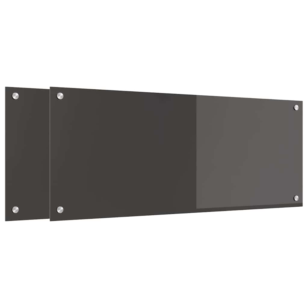 vidaXL Πλάτη κουζίνας 2 τμχ. Σκούρο Γκρι 100 x 40 cm σκληρυμένο γυαλί