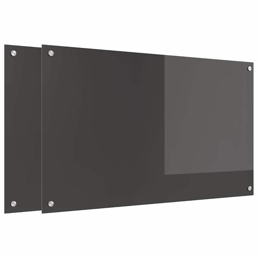 vidaXL Πλάτη κουζίνας 2 τμχ. Σκούρο Γκρι 100 x 60 cm σκληρυμένο γυαλί