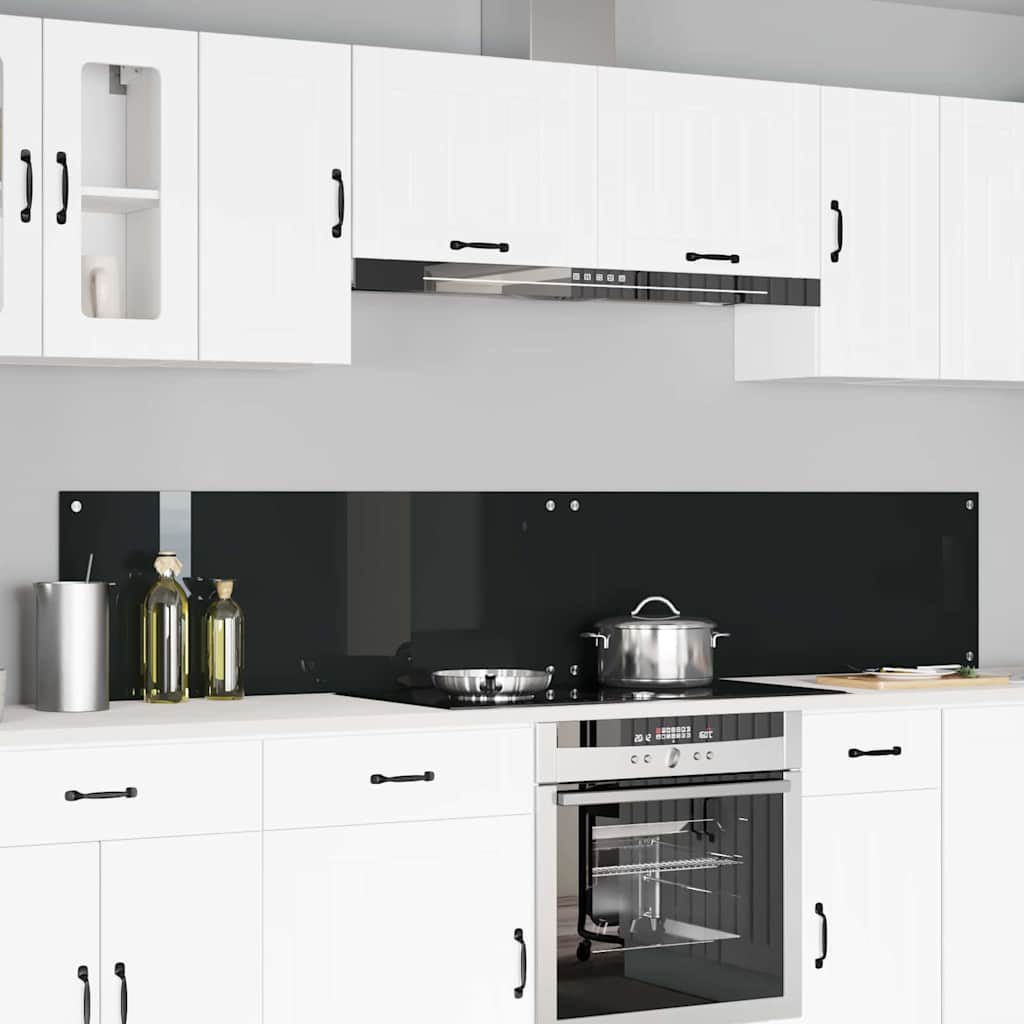 vidaXL Πλάτη κουζίνας 2 τμχ. Μαύρο 110 x 40 cm σκληρυμένο γυαλί