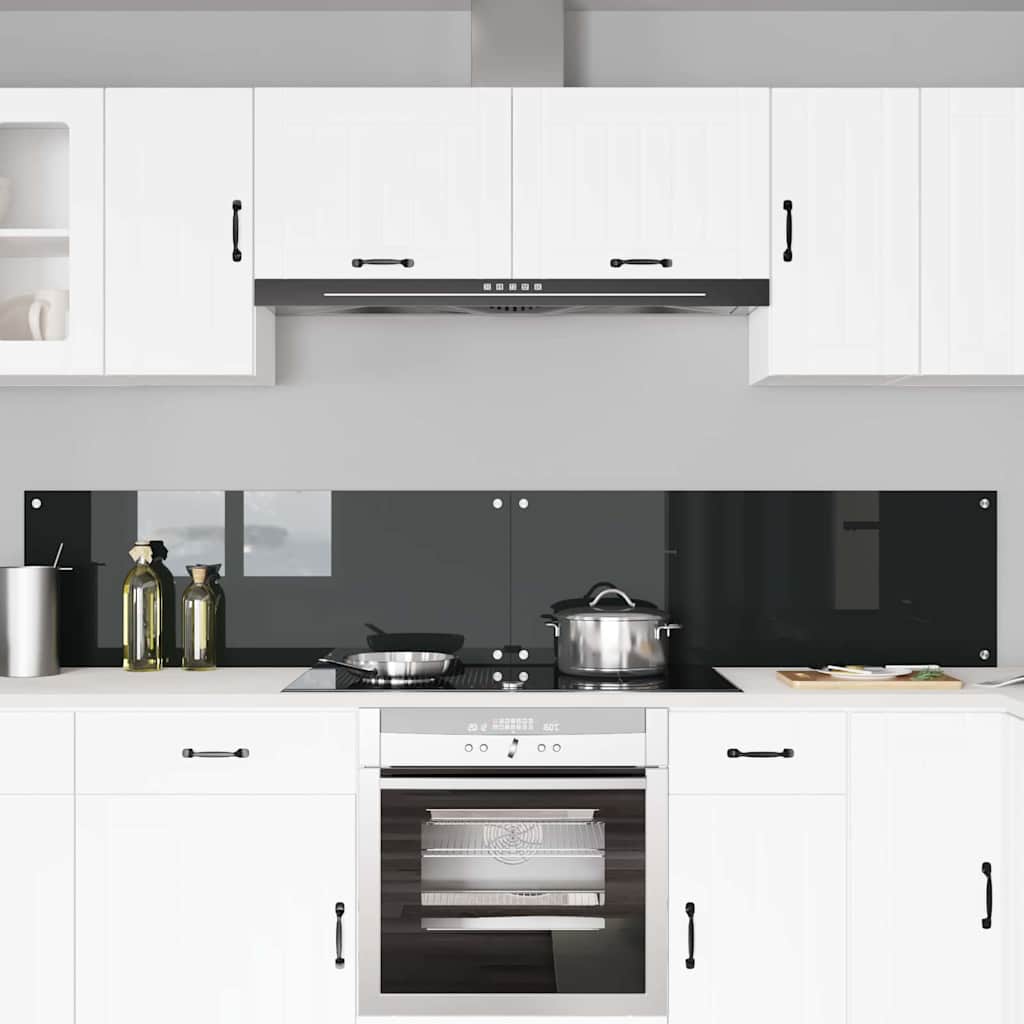 vidaXL Πλάτη κουζίνας 2 τμχ. Μαύρο 110 x 40 cm σκληρυμένο γυαλί