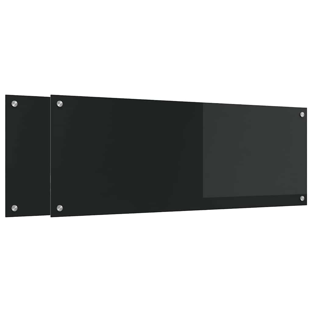 vidaXL Πλάτη κουζίνας 2 τμχ. Μαύρο 110 x 40 cm σκληρυμένο γυαλί