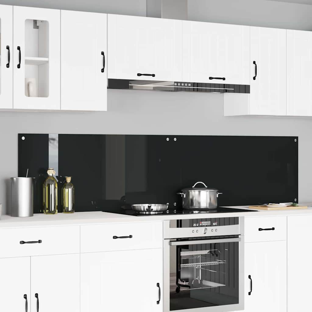 vidaXL Πλάτη κουζίνας 2 τμχ. Μαύρο 110 x 50 cm σκληρυμένο γυαλί