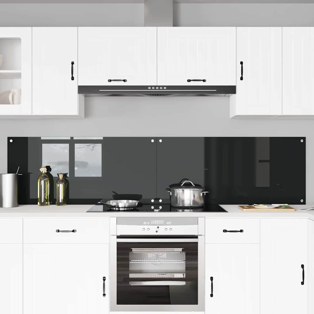 vidaXL Πλάτη κουζίνας 2 τμχ. Μαύρο 110 x 50 cm σκληρυμένο γυαλί