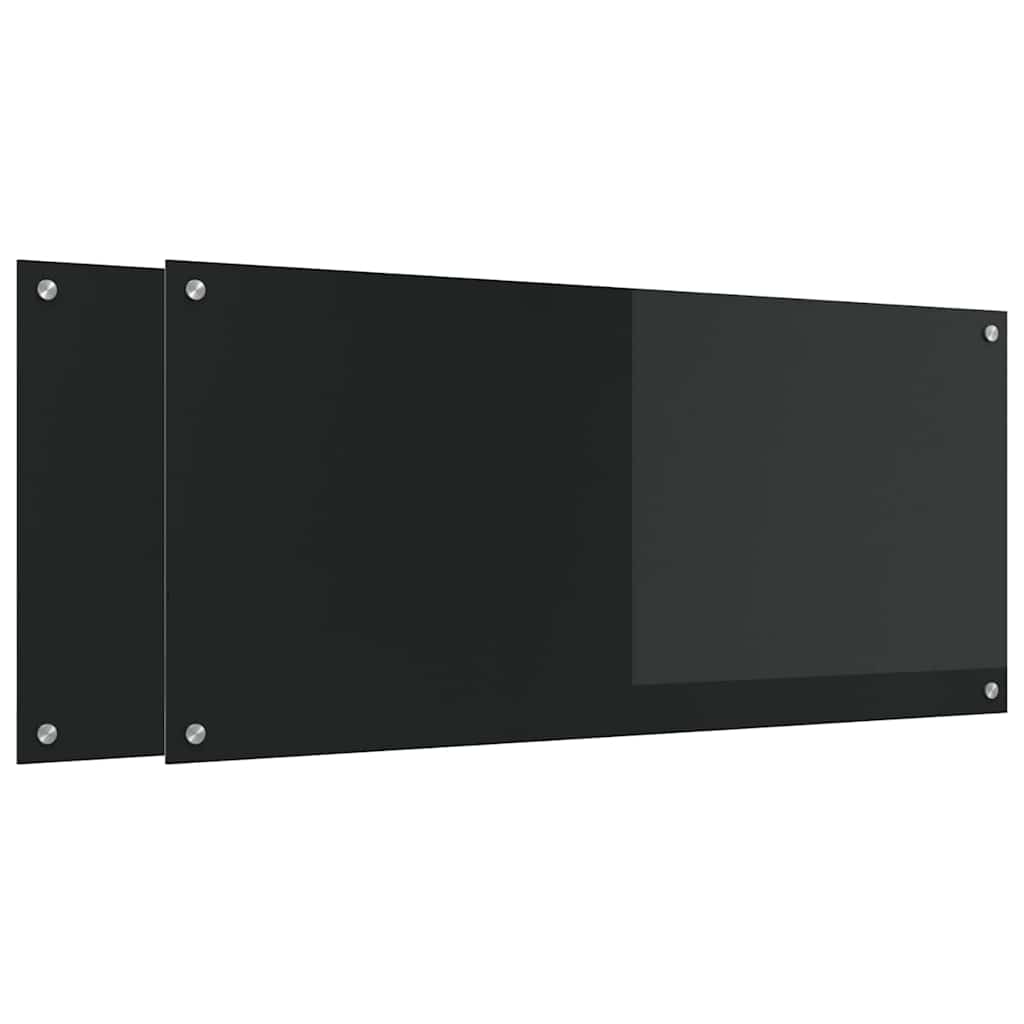 vidaXL Πλάτη κουζίνας 2 τμχ. Μαύρο 110 x 50 cm σκληρυμένο γυαλί