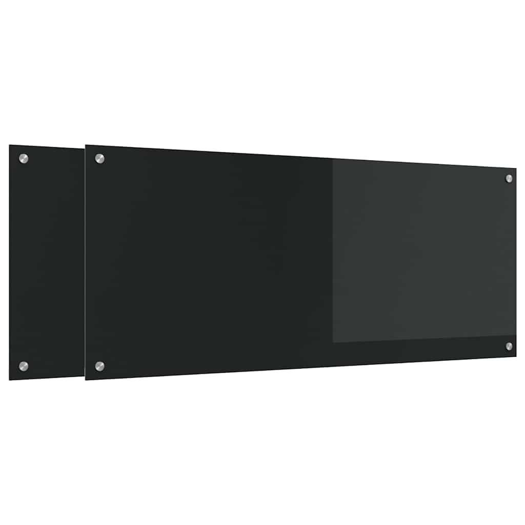 vidaXL Πλάτη κουζίνας 2 τμχ. Μαύρο 120 x 50 cm σκληρυμένο γυαλί