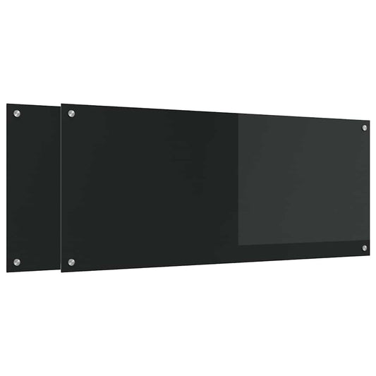 vidaXL Πλάτη κουζίνας 2 τμχ. Μαύρο 120 x 50 cm σκληρυμένο γυαλί