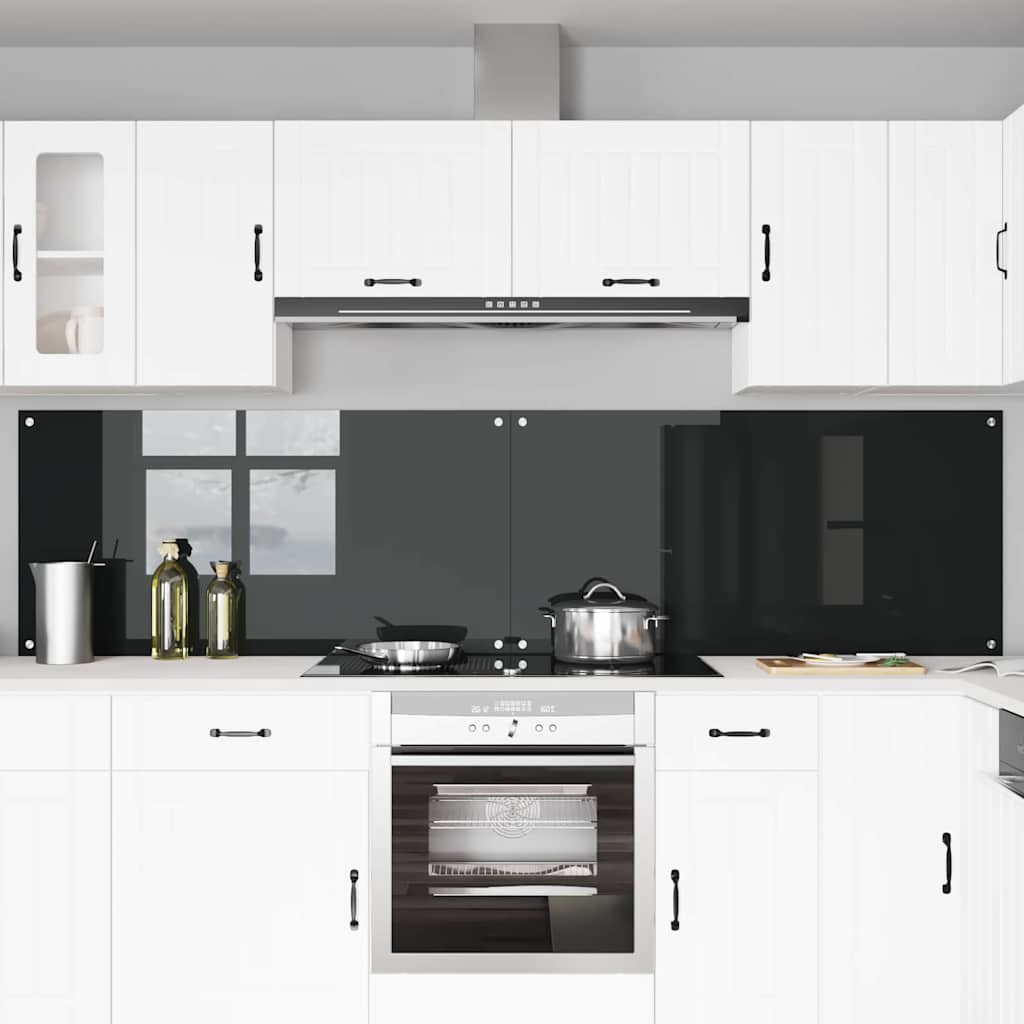 vidaXL Πλάτη κουζίνας 2 τμχ. Μαύρο 120 x 60 cm σκληρυμένο γυαλί
