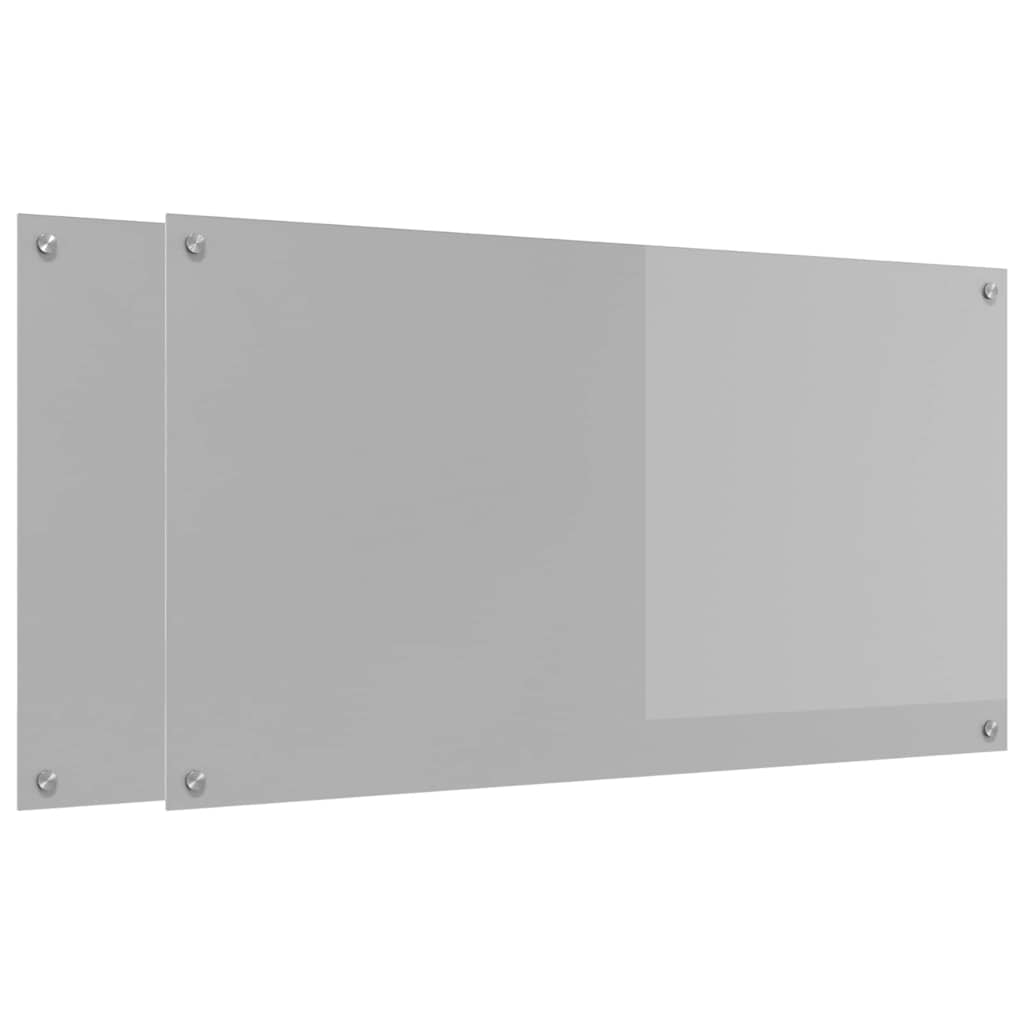 vidaXL Πλάτη κουζίνας 2 τμχ. Ανοιχτό γκρι 110 x 60 cm σκληρυμένο γυαλί
