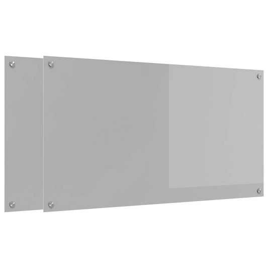 vidaXL Πλάτη κουζίνας 2 τμχ. Ανοιχτό γκρι 110 x 60 cm σκληρυμένο γυαλί