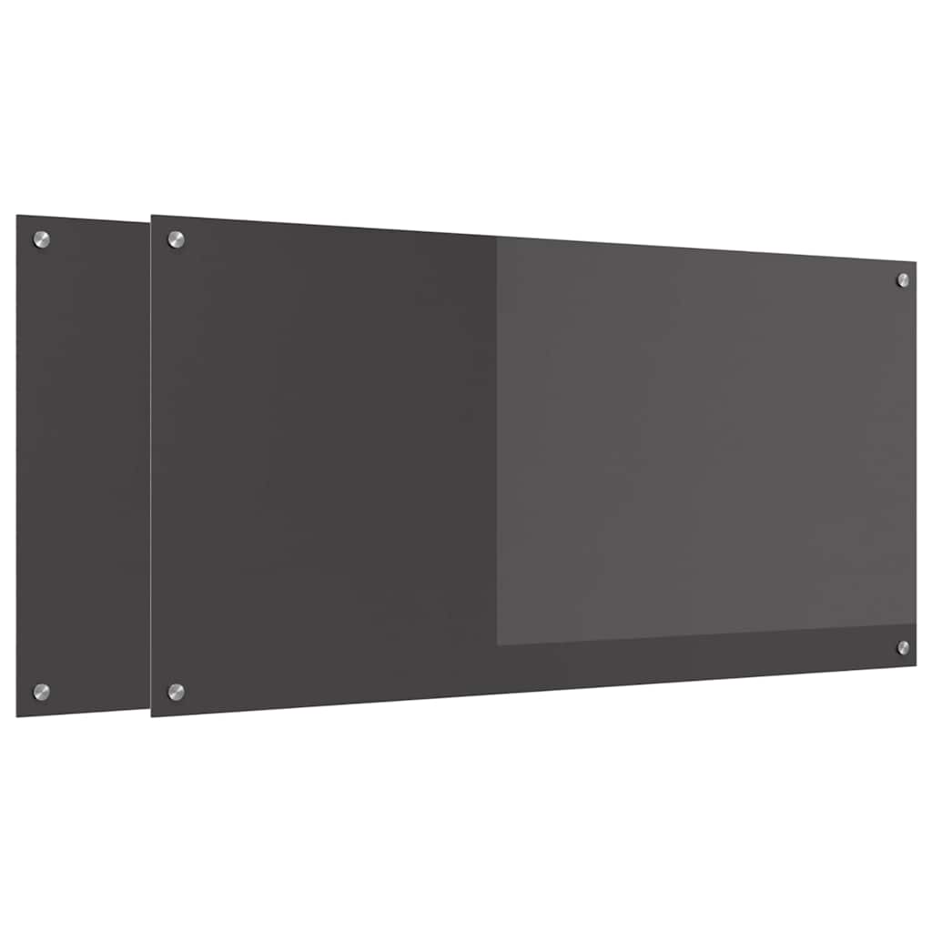 vidaXL Πλάτη κουζίνας 2 τμχ. Σκούρο Γκρι 120 x 60 cm σκληρυμένο γυαλί