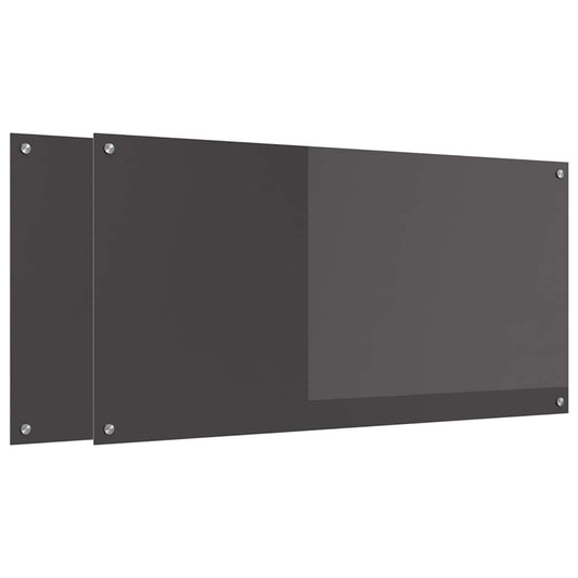 vidaXL Πλάτη κουζίνας 2 τμχ. Σκούρο Γκρι 120 x 60 cm σκληρυμένο γυαλί