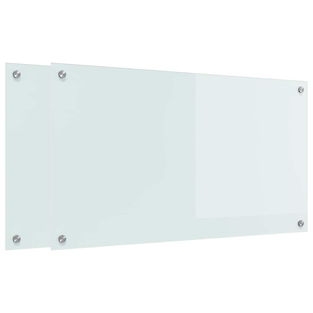 vidaXL Πλάτη κουζίνας 2 τεμ. Λευκό 90 x 50 cm σκληρυμένο γυαλί