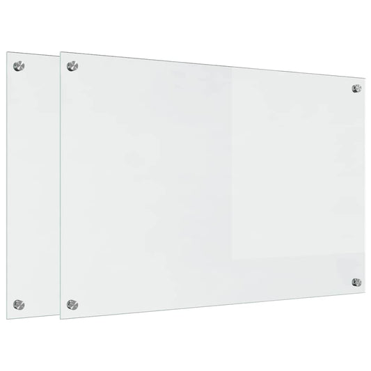 vidaXL Πλάτη κουζίνας 2 τεμ. Διαφανές 90 x 60 cm σκληρυμένο γυαλί