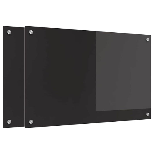 vidaXL Πλάτη κουζίνας 2 τεμ. Μαύρο 80 x 50 cm σκληρυμένο γυαλί
