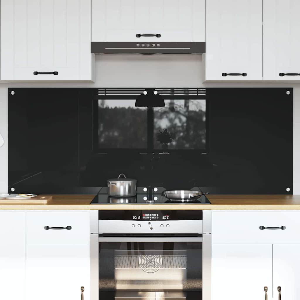 vidaXL Πλάτη κουζίνας 2 τεμ. Μαύρο 80 x 60 cm σκληρυμένο γυαλί