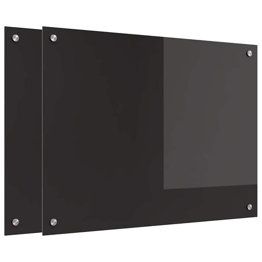 vidaXL Πλάτη κουζίνας 2 τεμ. Μαύρο 80 x 60 cm σκληρυμένο γυαλί