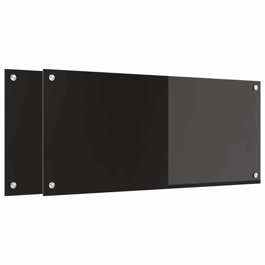 vidaXL Πλάτη κουζίνας 2 τεμ. Μαύρο 90 x 40 cm σκληρυμένο γυαλί