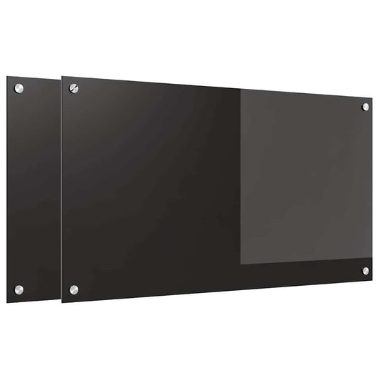 vidaXL Πλάτη κουζίνας 2 τεμ. Μαύρο 90 x 50 cm σκληρυμένο γυαλί