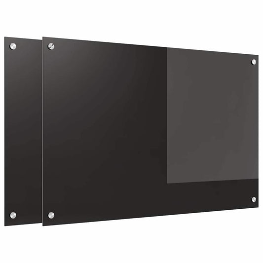 vidaXL Πλάτη κουζίνας 2 τεμ. Μαύρο 90 x 60 cm σκληρυμένο γυαλί