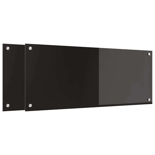 vidaXL Πλάτη κουζίνας 2 τεμ. Μαύρο 100 x 40 cm σκληρυμένο γυαλί
