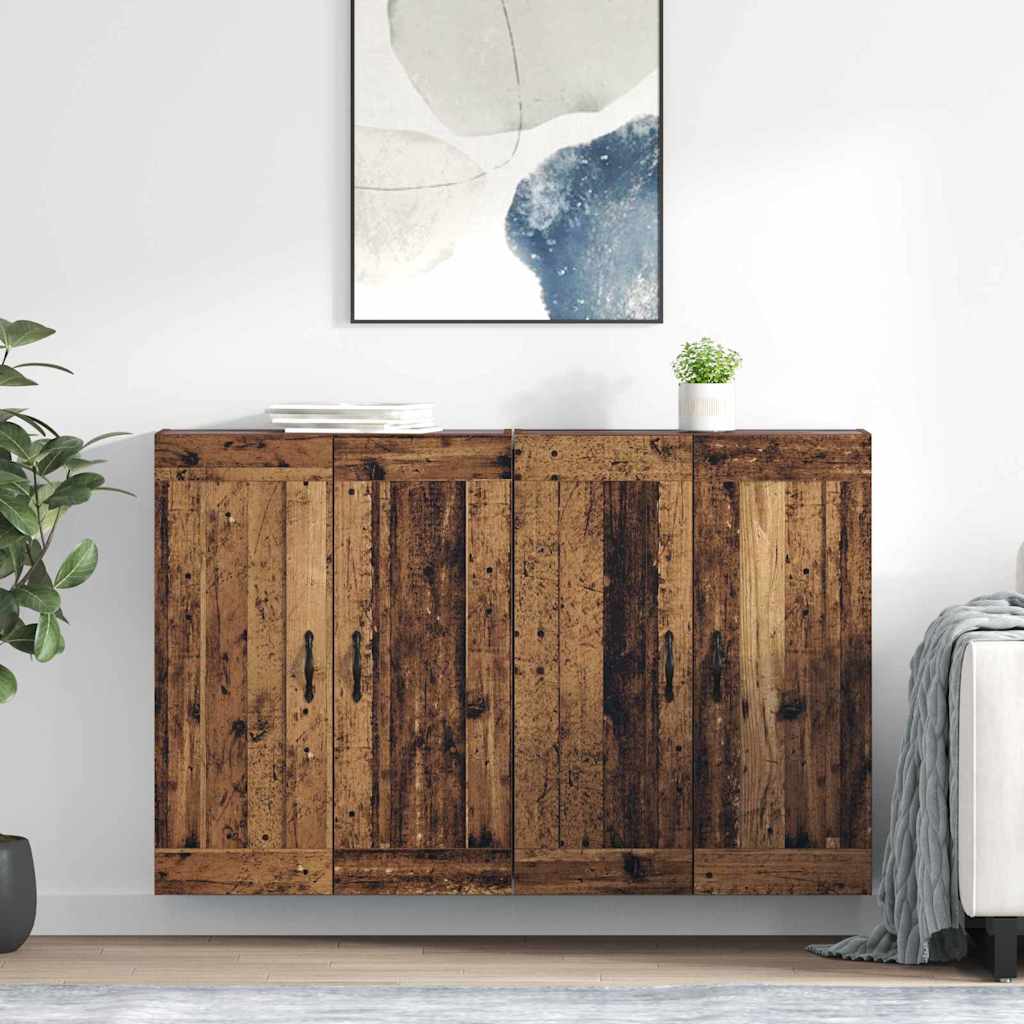vidaXL Ντουλάπα τοίχου 2 pcs Παλιό ξύλο 69,5 x 34 x 90 εκ.