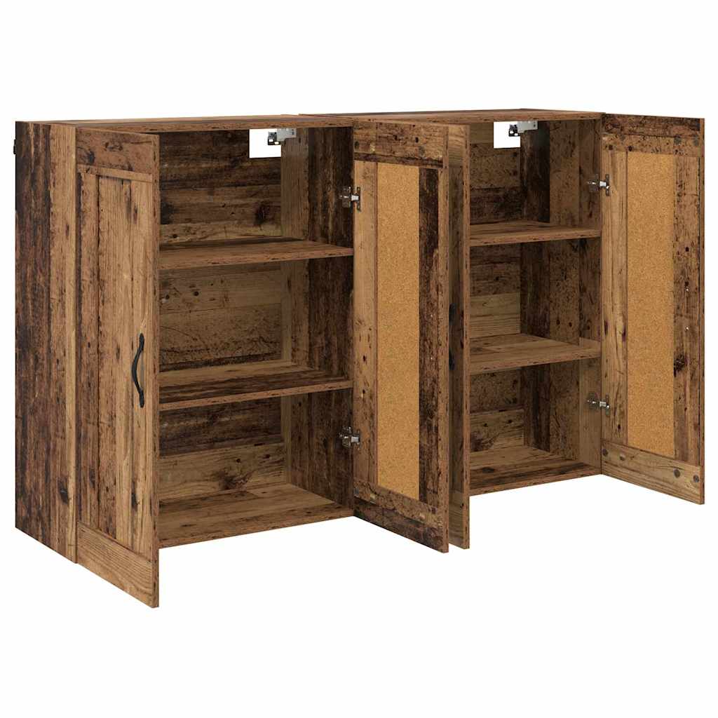 vidaXL Ντουλάπα τοίχου 2 pcs Παλιό ξύλο 69,5 x 34 x 90 εκ.