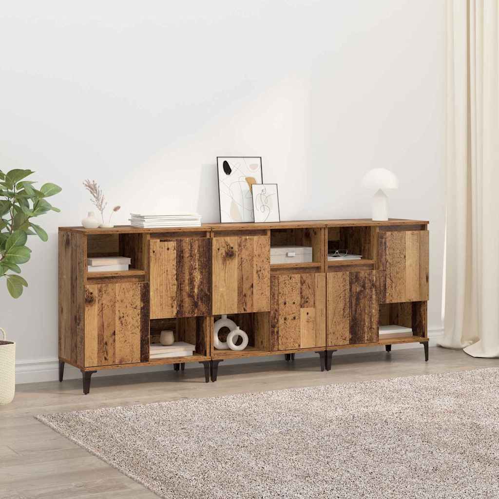 vidaXL Παραδοσιακά Πλευρικά Έπιπλα 3 pcs Παλιό Ξύλο 60 x 35 x 70 cm