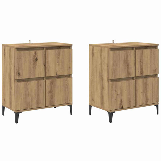 vidaXL Παραδοσιακά Πλευρικά Έπιπλα 2 pcs Artisan Oak 60 x 35 x 70 cm