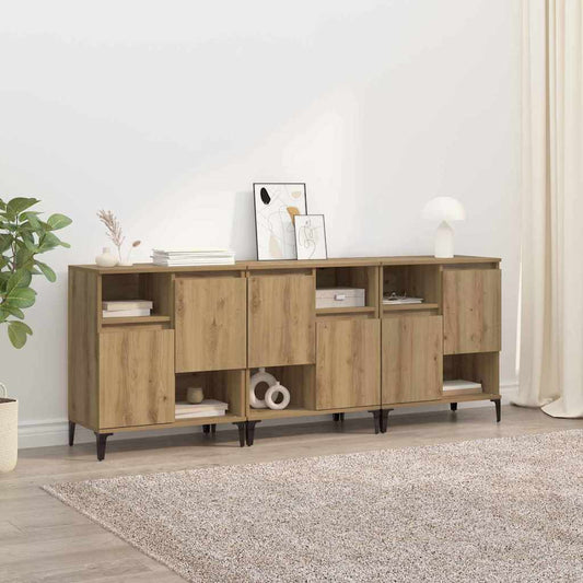 vidaXL Παραδοσιακά Πλευρικά Έπιπλα 3 pcs Artisan Oak 60 x 35 x 70 cm