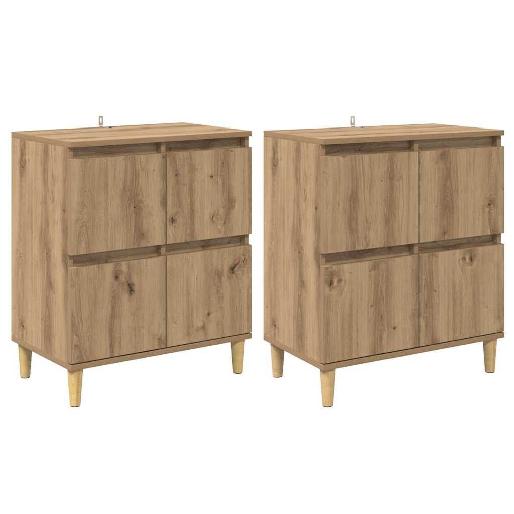 vidaXL Παραδοσιακά Πλευρικά Έπιπλα 2 pcs Artisan Oak 60 x 35 x 70 cm