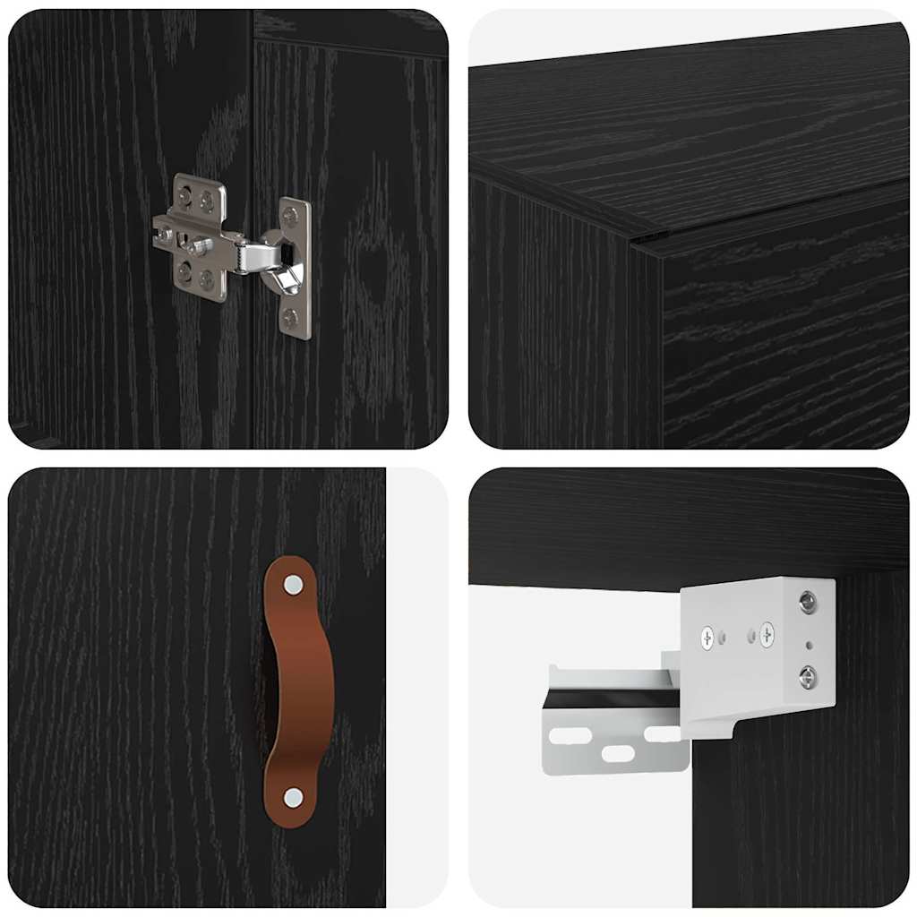 vidaXL Ντουλάπα τοίχου Επιτοίχιο 2 pcs Μαύρη Οξυά 69,5 x 34 x 90 εκ.