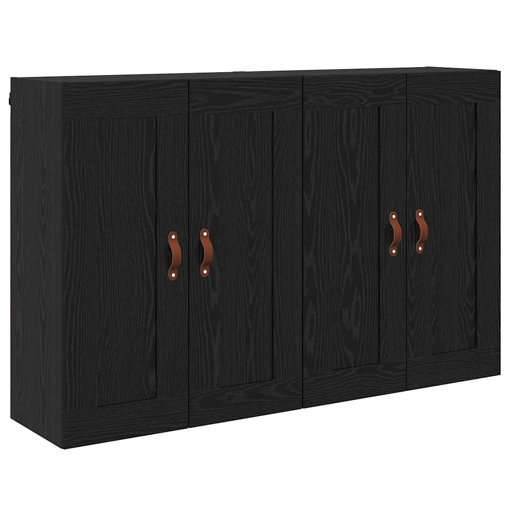 vidaXL Ντουλάπα τοίχου Επιτοίχιο 2 pcs Μαύρη Οξυά 69,5 x 34 x 90 εκ.