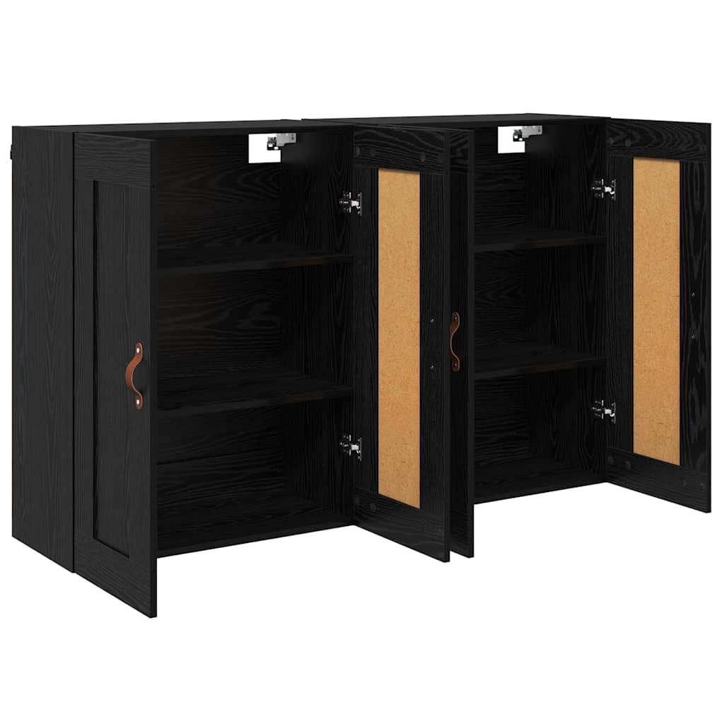 vidaXL Ντουλάπα τοίχου Επιτοίχιο 2 pcs Μαύρη Οξυά 69,5 x 34 x 90 εκ.