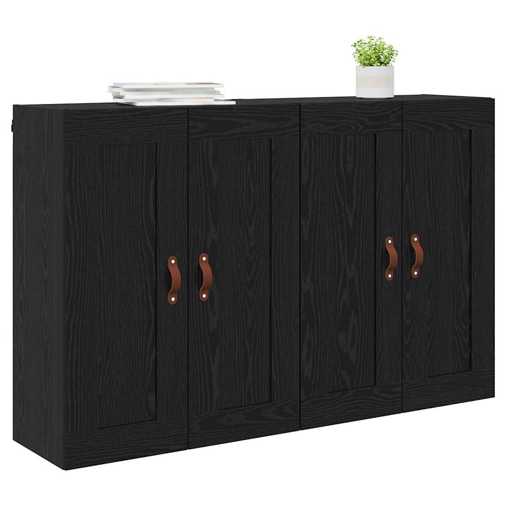 vidaXL Ντουλάπα τοίχου Επιτοίχιο 2 pcs Μαύρη Οξυά 69,5 x 34 x 90 εκ.