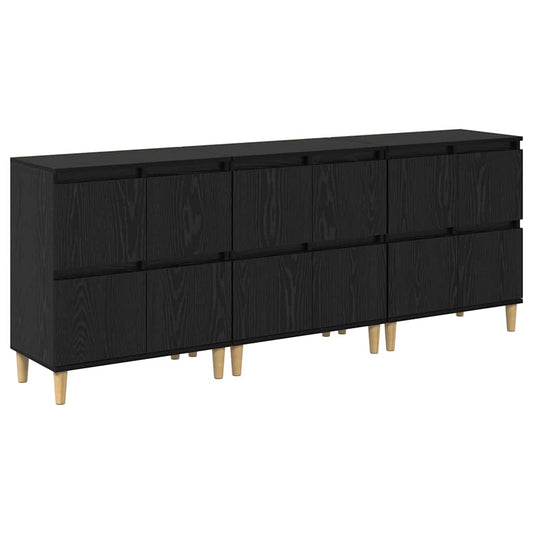 vidaXL Παραδοσιακά Πλευρικά Έπιπλα 3 pcs Μαύρη Οξυά 60 x 35 x 70 cm