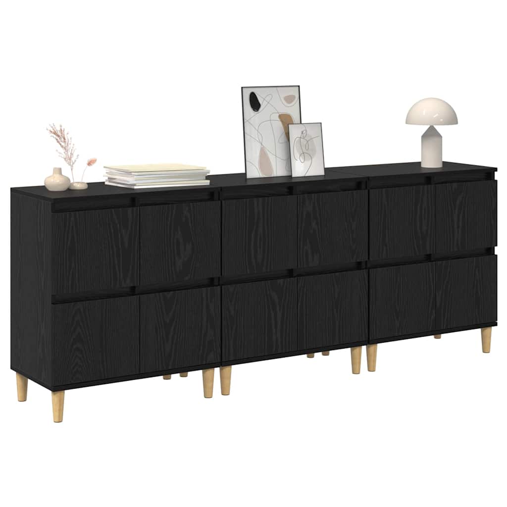 vidaXL Παραδοσιακά Πλευρικά Έπιπλα 3 pcs Μαύρη Οξυά 60 x 35 x 70 cm