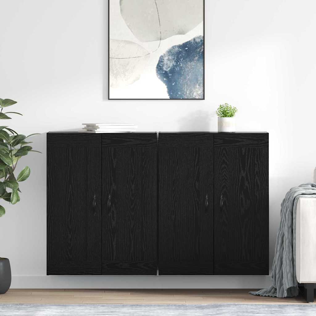 vidaXL Ντουλάπα τοίχου Επιτοίχιο 2 pcs Μαύρη Οξυά 69,5 x 34 x 90 εκ.