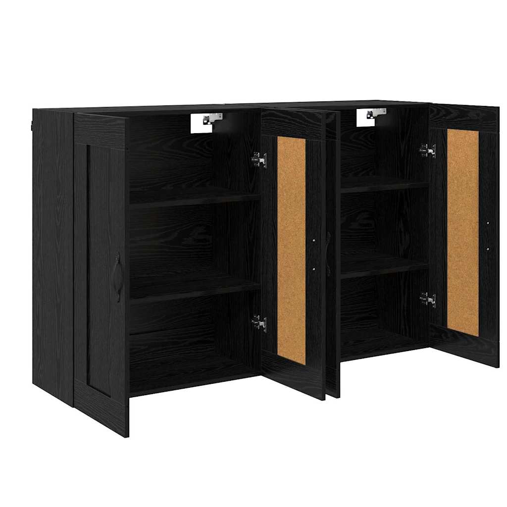 vidaXL Ντουλάπα τοίχου Επιτοίχιο 2 pcs Μαύρη Οξυά 69,5 x 34 x 90 εκ.