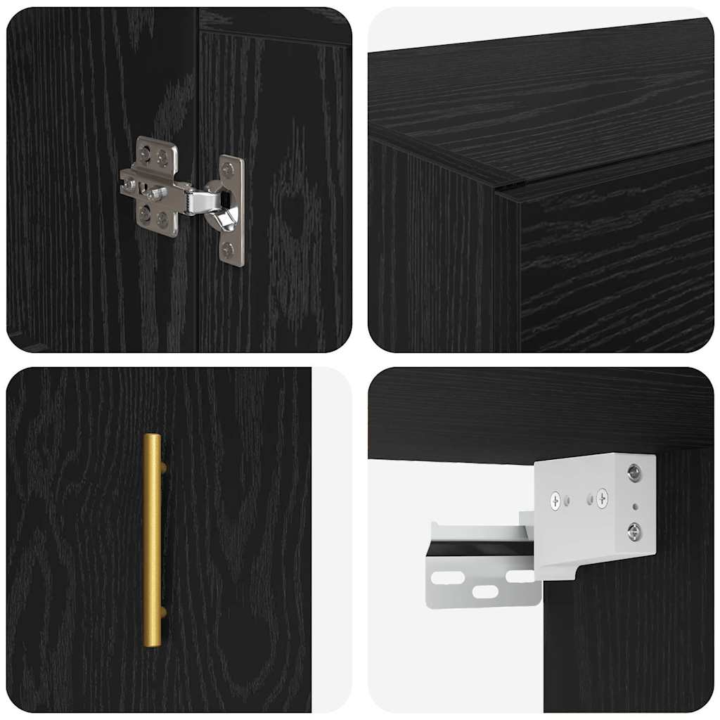 vidaXL Ντουλάπα τοίχου Επιτοίχιο 2 pcs Μαύρη Οξυά 69,5 x 34 x 90 εκ.