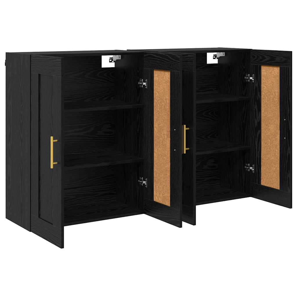 vidaXL Ντουλάπα τοίχου Επιτοίχιο 2 pcs Μαύρη Οξυά 69,5 x 34 x 90 εκ.