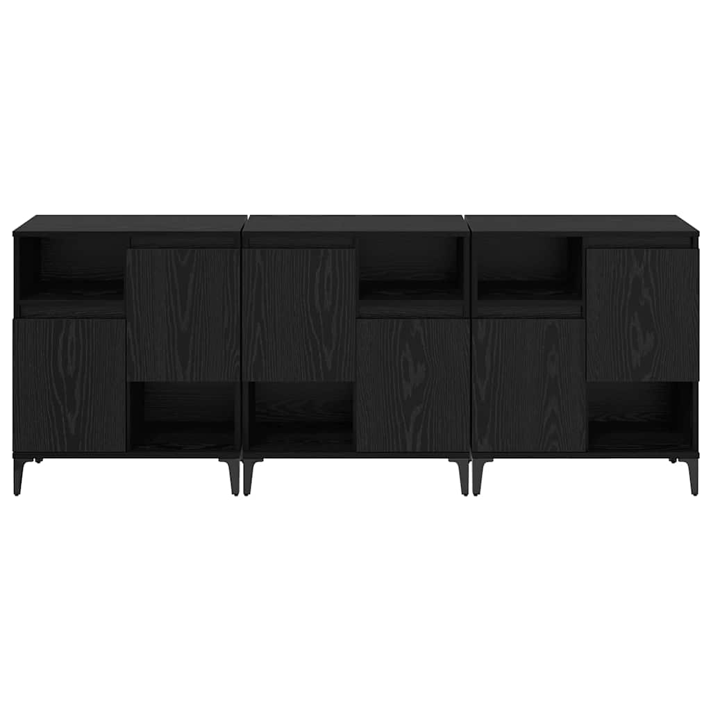 vidaXL Παραδοσιακά Πλευρικά Έπιπλα 3 pcs Μαύρη Οξυά 60 x 35 x 70 cm