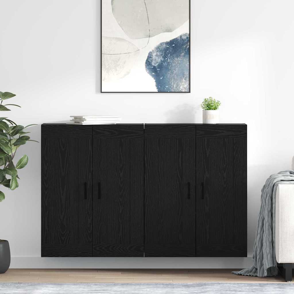 vidaXL Ντουλάπα τοίχου Επιτοίχιο 2 pcs Μαύρη Οξυά 69,5 x 34 x 90 εκ.