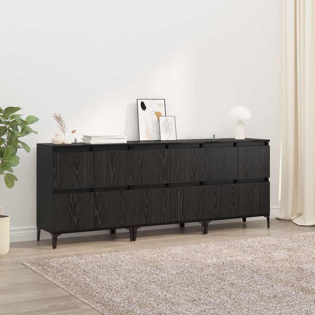 vidaXL Παραδοσιακά Πλευρικά Έπιπλα 3 pcs Μαύρη Οξυά 60 x 35 x 70 cm