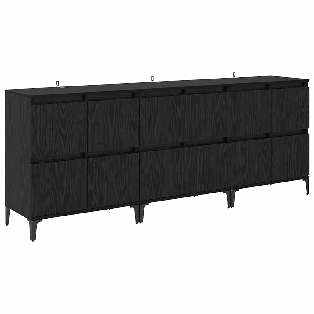 vidaXL Παραδοσιακά Πλευρικά Έπιπλα 3 pcs Μαύρη Οξυά 60 x 35 x 70 cm