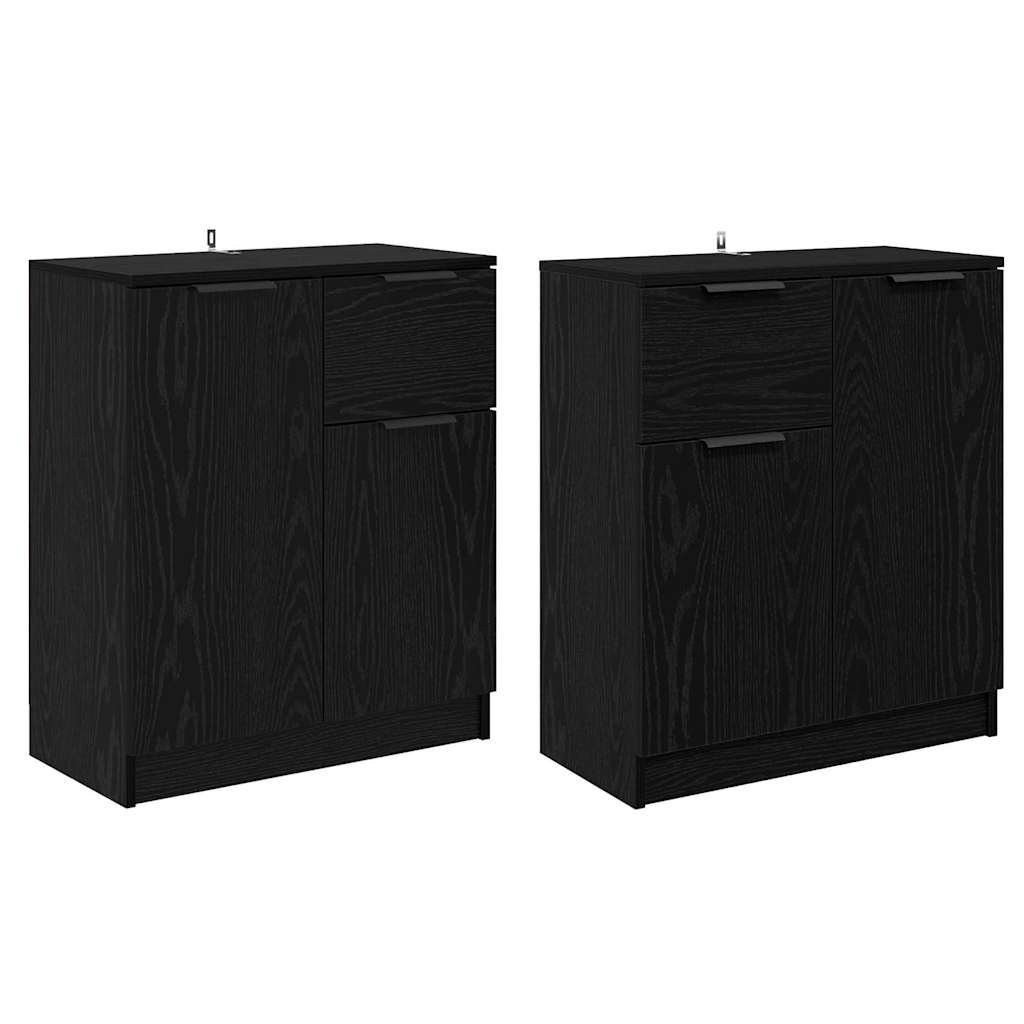 vidaXL Παραδοσιακά Πλευρικά Έπιπλα 2 pcs Μαύρη Οξυά 60 x 30 x 70 εκ.