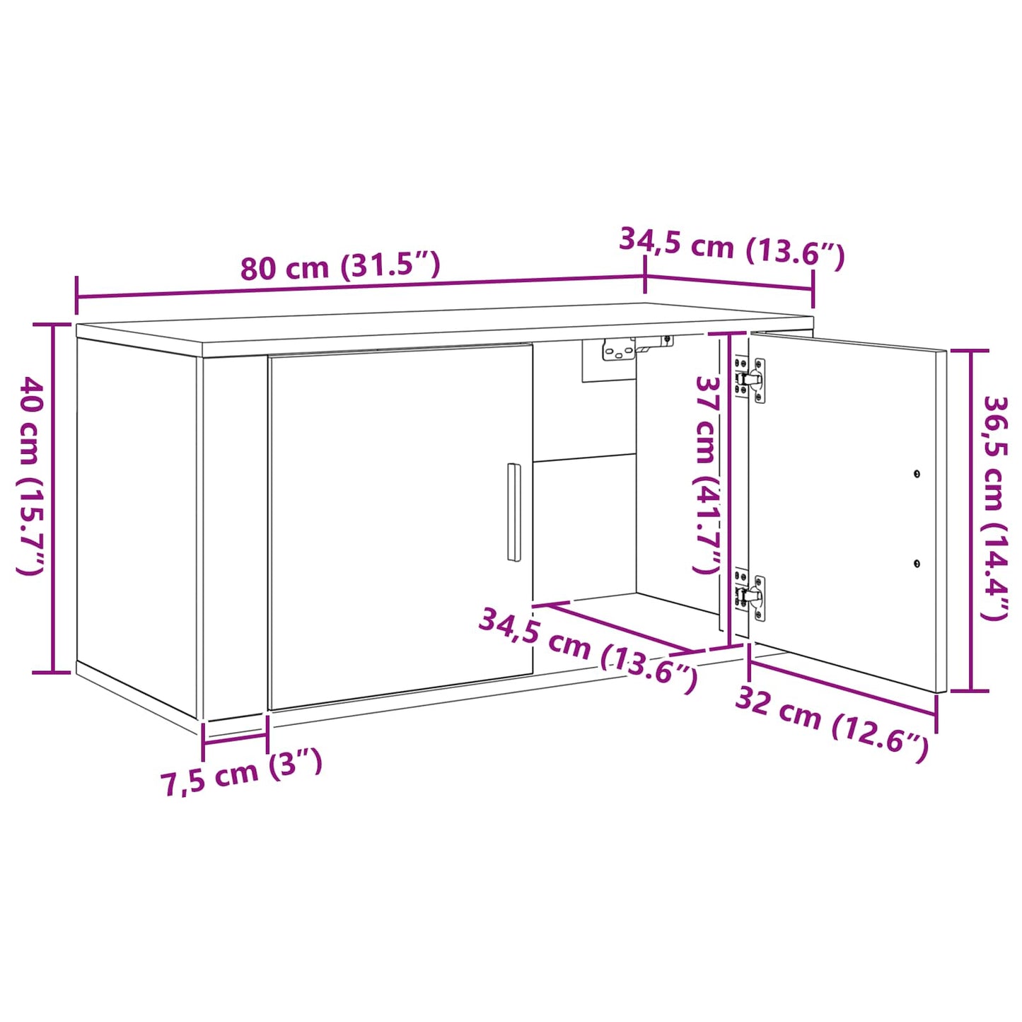 vidaXL Σετ Βαθμιδωτών Ντουλαπιών Τηλεόρασης Επιτοίχιο 2 pcs Μαύρη Οξυά