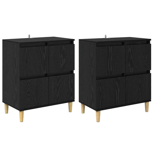 vidaXL Παραδοσιακά Πλευρικά Έπιπλα 2 pcs Μαύρη Οξυά 60 x 35 x 70 cm