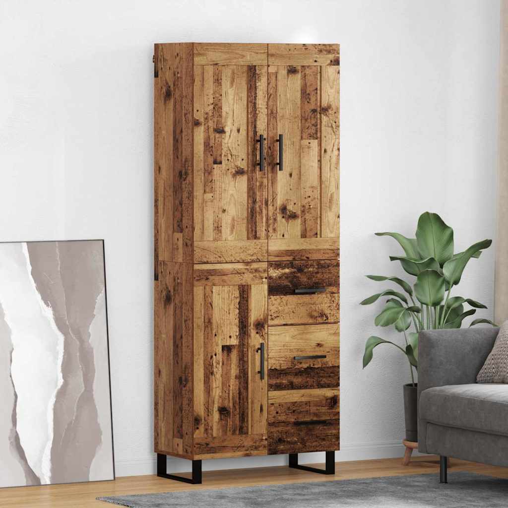 vidaXL Highboard Παλιό ξύλο 69,5 x 34 x 180 εκ. Επεξεργασμένο ξύλο